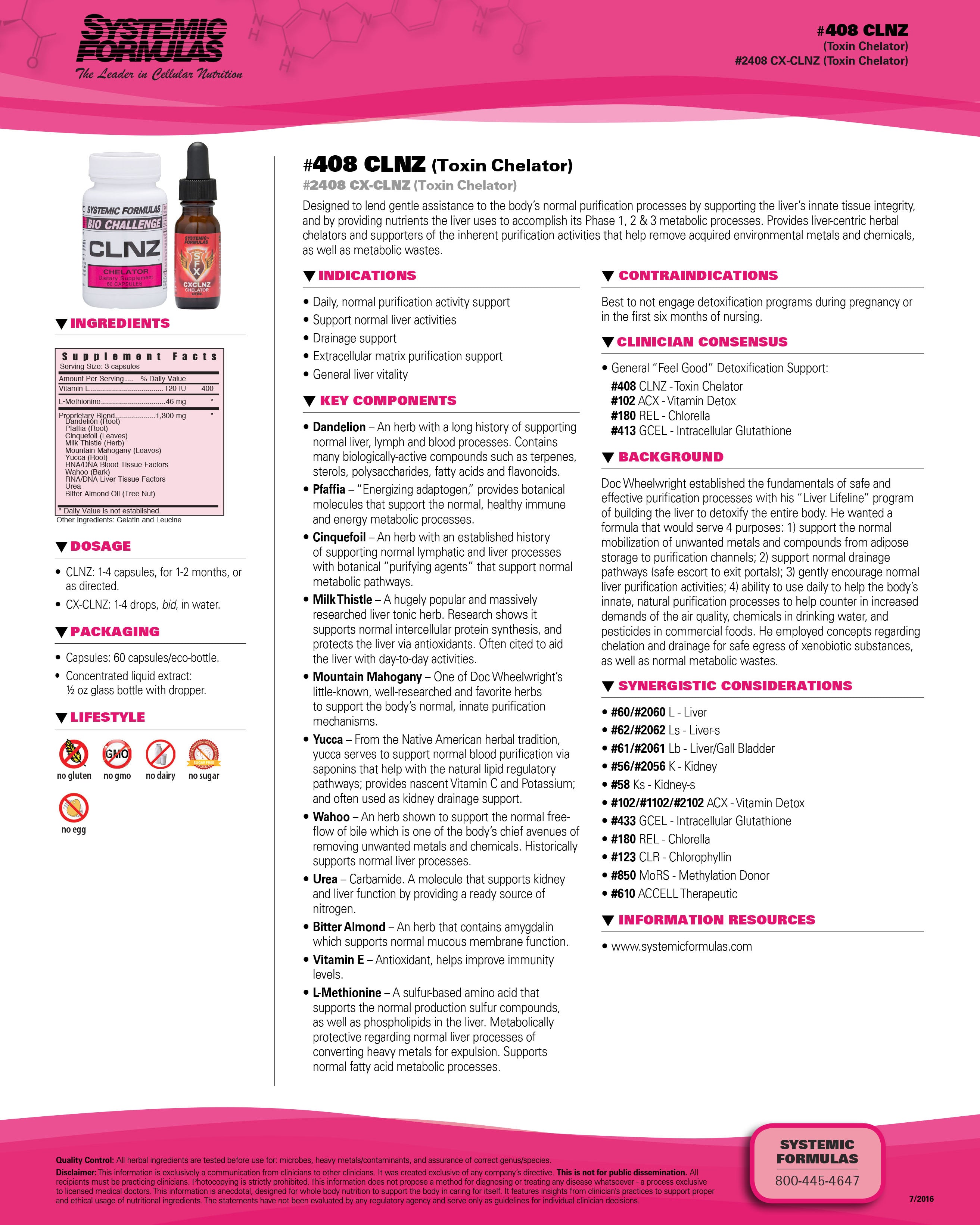 Systemic Formulas CXCLNZ – Natural Colon & Detox Support