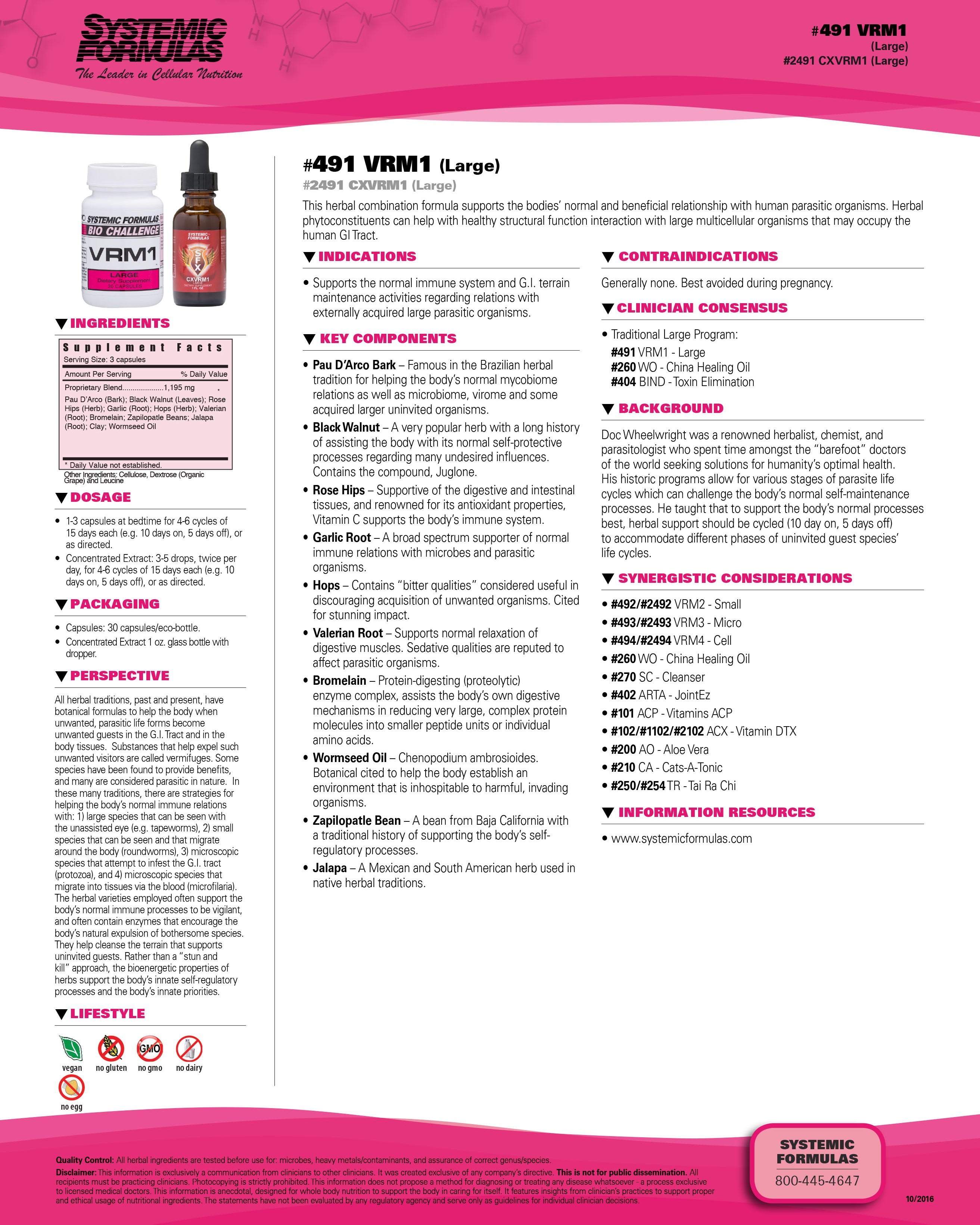 Systemic Formulas CXVRM1  - Viral Immune Support & Cellular Defense Supplement