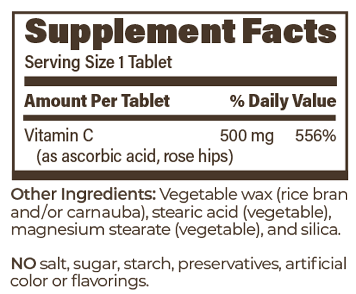 ENDUR-C SR 500 mg 90 Tablets Supplement Facts