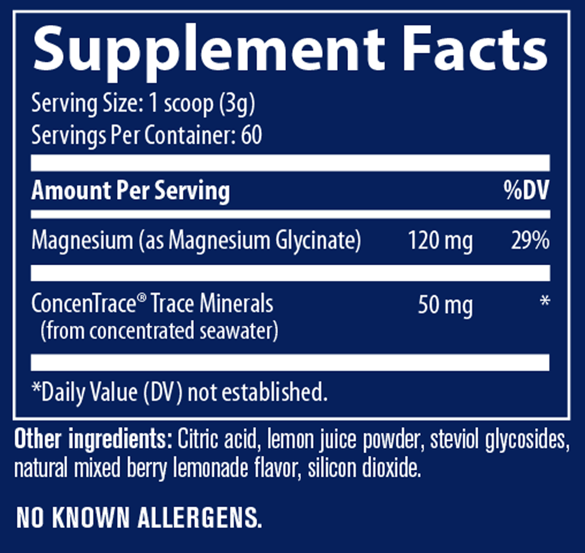 Magnesium Glycinate Powder 60 Servings Supplement Facts