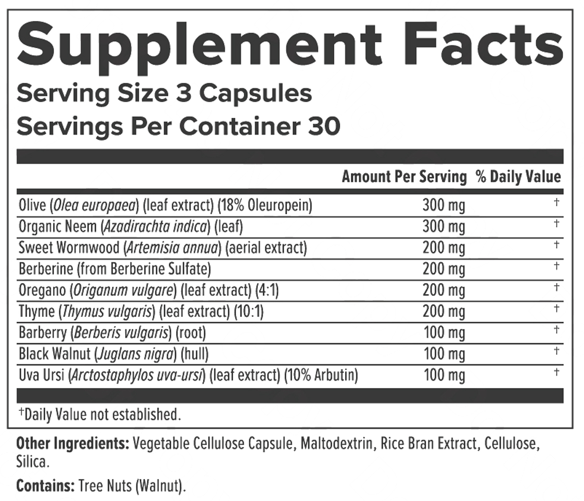ParaBiotic Plus 90 Capsules Supplement Facts
