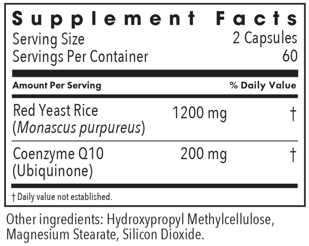 Red Yeast Rice with CoQ10 120 Capsules Supplement Facts