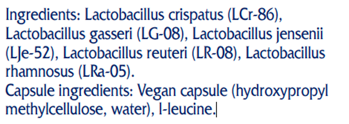 V-ProBiotics 30 Suppositories Supplement Facts